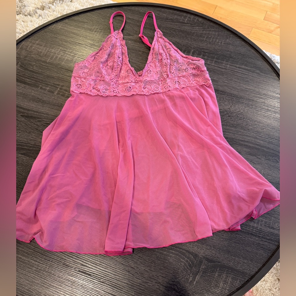 Elegant Pink Lace Chemise Lingerie